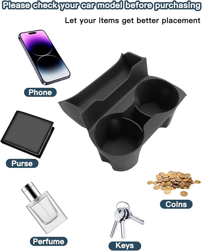 Ruiya 2026 Terrain Center Console Cup Holder for GMC Terrain 2026 Accessories Silicone Material 2 in 1 Console Organizer with Cup Holder Compatible with 2025 2026 GMC Terrain Elevation/AT4/Denali