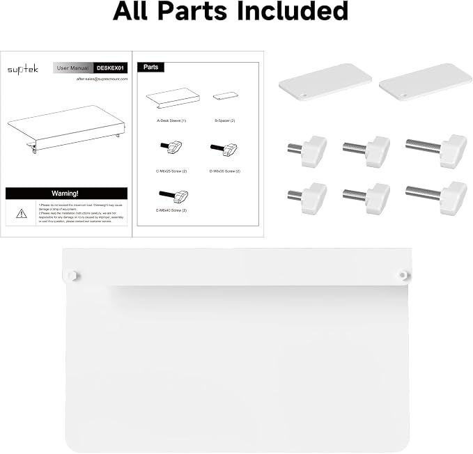 Suptek 17-Inch Clamp-On Corner Desk Connector Platform for Mounting Under-Desk Keyboard Trays on L-Shaped Desks, White, DESKEX01W
