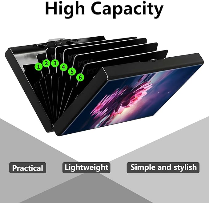 Credit Card Holder, Lotus Flower Design Mini RFID Blocking Aluminum Wallet Slim Metal Hard Case Shell Travel Wallet ID Case Small Credit Cards Case Business Cards for Women Men Girls