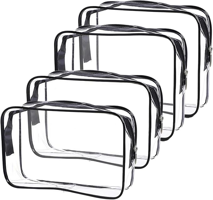 Cosywell Clear Toiletry Bag Quart Size Bag Travel Makeup Cosmetic Bag PVC Toiletries Cosmetic Pouch for Women Men 3PCS (2M+2S)