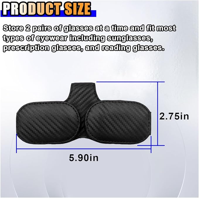 Magnetic Leather Sunglasses Holder for Car Visor Clip, Car Sun Visor Ticket Card Clip Double Clip, Auto Glasses Eyeglass Hanger Clip, Eyeglasses Mount Interior Car Accessories (Carbon Fiber Black)