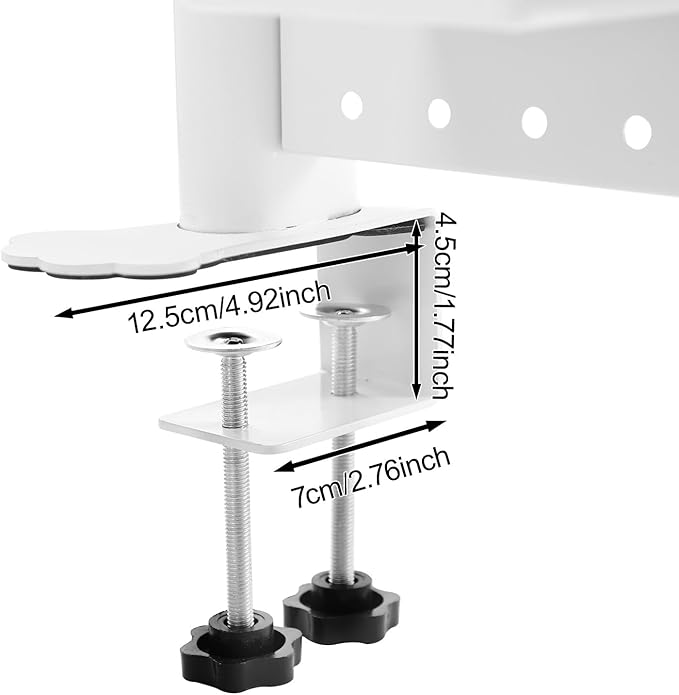 Clamp on Desk Shelf with Pegboard, Desk Extender Pegboard Workstation, Desktop Bookshelf Storage Shelves for Home Office Dorm, 37.4in (White)