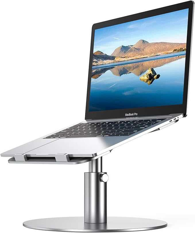 Adjustable Laptop Stand, Aluminum Laptop Riser, Multi-Angle Height Adjustable 360°Rotation Notebook Stand Desktop Holder Compatible with Mac MacBook Pro Air, Lenovo, Dell XPS, HP(10-17")