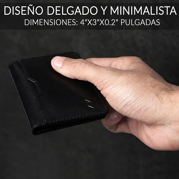 FOXHACKLE Full Grain Leather Credit Card Holder for Men and Women, Slim Bifold RFID Blocking Wallet, Thin Front Pocket Minimalist Wallet, Small Card Case.