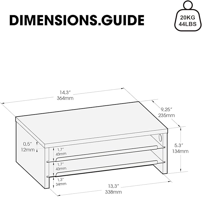Fenge Monitor Stand, 3-Tier Monitor Riser with Slide-Out Tray, Wooden and Metal Desktop Organizer for Home Office, Computer, Laptop, Printer, Telephone