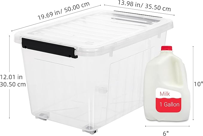 Citylife 54 QT Clear Plastic Storage Bins with Lids Stackable Storage Boxes with Lids Large Plastic Storage Containers for Garage Closet Kitchen 2 Packs