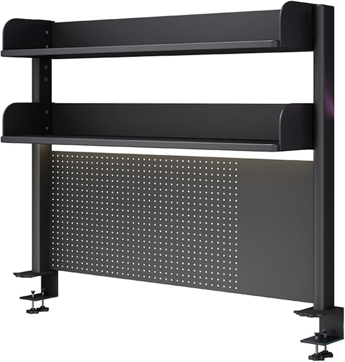 Clamp On Desk Organizer Shelf, BLACK Desk Extender Pegboard Workstation,Computer Desk Accessories for Office, Privacy Panel for Gaming Desk,23.6/31.4/39.3in Desktop Shelving System (, 80cm/31.4in)