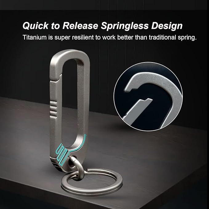 Titanium Key Holder Heavy Duty Quick Release Keychain Clip with Key Ring for Men and Women