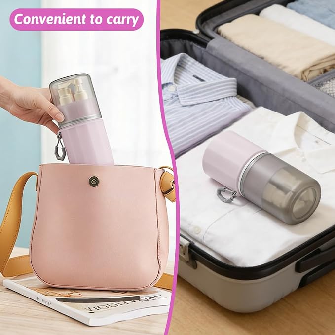 4-in-1 Travel Dispenser Bottles, Suction Cup and Adjustable Height Design, Travel Toiletry Containers with Labels and Storage Bag, Leak-Proof Compact Travel Set for Shampoo, Conditioner, Body Wash.