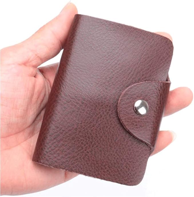 K Y KANGYUN Unisex Small Leather Credit Card Holder - 2 Pack (Redk&Brown)…