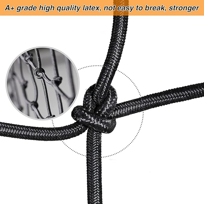 15"x15" Motorcycle Cargo Net Stretches to 30"x30" with 6 Hooks 2''x2'' Mesh for Motorcycle Motorbike Bikes