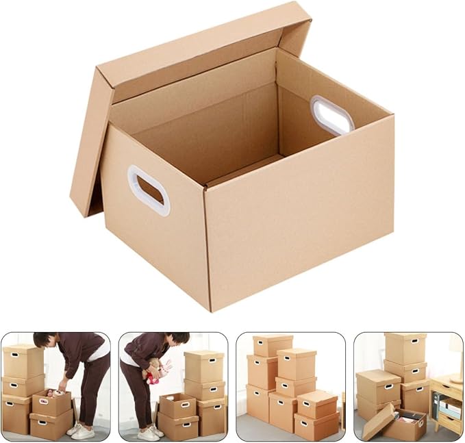 Didiseaon Document Box File Organizer with Lid 30l Kraft Paper Storage Box 43x31x24cm Office Document Holder Home Filing Case for Desktop Organization