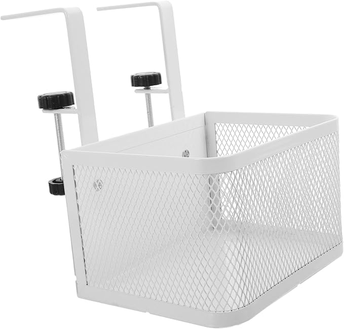 Tofficu under Desk Organizer Clamp Desk Basket for Efficient Storage Easy Installation No Damage Mesh Design for Cables Items for Home Office Use
