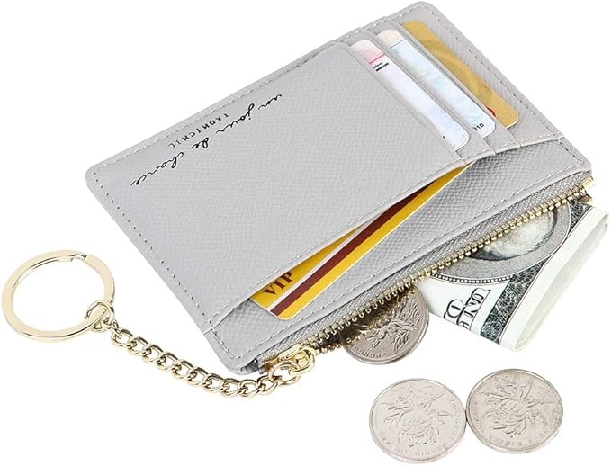 Women's 8 Cards Slim Minimalist Card Holder Coin Changes Purse Keychain Front Pocket Wallet | 8 Cards, Slim, Minimalist, Coin Changes, Purse, Keychain