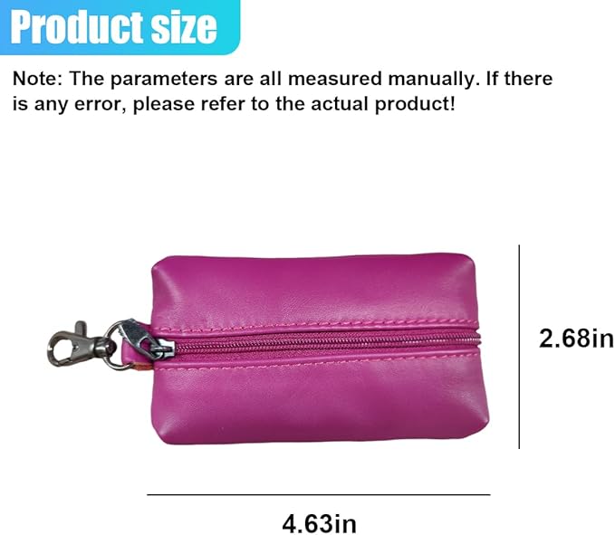 Leather Car Key Case Holder, Auto Smart Key Fob Protector Pouch with Zipper, Universal Unisex Keychain Wallet (Violet)