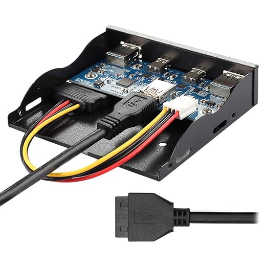 Chenyang USB-C & USB 3.0 HUB 4 Ports Front Panel to Motherboard 20Pin Connector Cable for 3.5" Floppy Bay