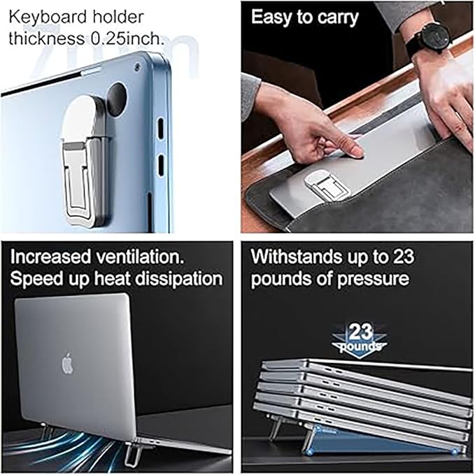Portable Invisible Laptop Stand for Asus VivoBook EeeBook Zenbook ExpertBook Transformer Book ASUSPRO Laptop，Aluminum Alloy Mini Foldable Self-Adhesive Laptop Stand with 2 Adjustable Angles for Desk