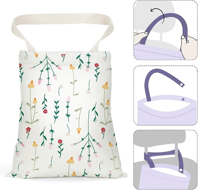 Car Trash Bag Car Garbage Bag Hanging Cars Trash Can Floral Spring Decor Waterproof Cars Back Seat Organizer for Vehicle Travelling Camping