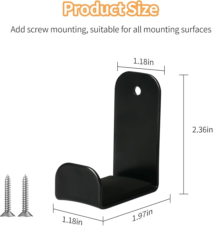 Wall Mount Headphone Stand, 1-Pack Adhesive & Screw Headphone Holder with Rubber Pad, Sticky Headset Hook Hanger for Gaming Desk or Wall, Universal Headset Organizer Accessory