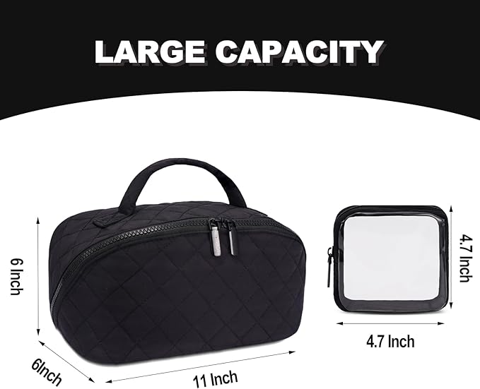Makeup Bag,Quilted Puffer Cosmetic Bags,Travel Toiletry Bag for Women,Large Capacity Waterproof Make up Bag Set