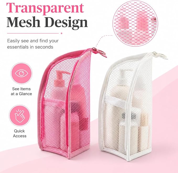 Standing Toiletry Bag, 4 Pcs Portable Lightweight Toiletry Bag for Travel, Waterproof EVA Mesh Large Capacity Toiletries Organizer Bag Cosmetic Zipper Pouch, Travel Essentials for Women Men