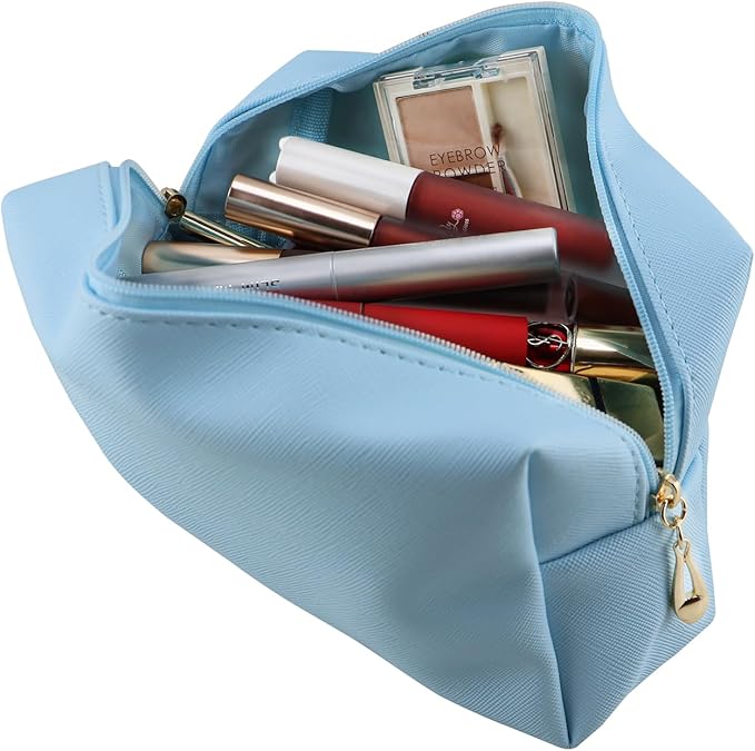 Small Makeup Bag Portable Cosmetic Bag for Women Makeup Pouch Waterproof Toiletry Bag for Travel (Bright Blue, Normal)