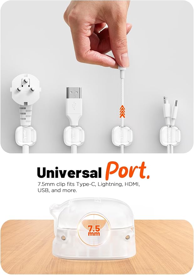 Cable Clips,8 Pack Cord Holder Cord Organizer [1s Lock & Strongest Adhesive] Spring Cord Clips Phone Charger Wire Desk Cable Management Nightstand Home Office School Decor Women Desk,Transparent Clear