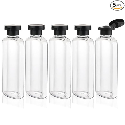Travel Shampoo Bottles 7.7oz 5 Pack Leak Proof Squeeze Bottles with Flip Cap Refillable Containers for Toiletries