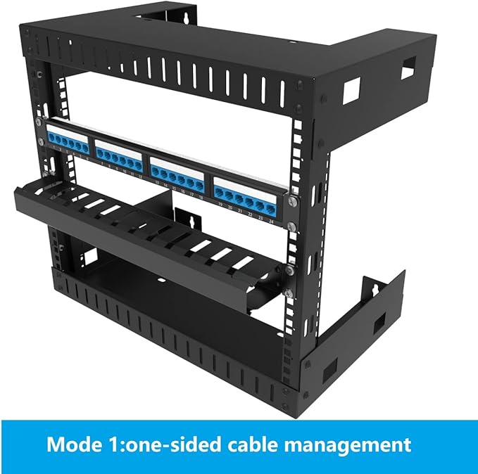 Jingchengmei 2 Pack of All Metal 1U Cable Management Horizontal Rack Mount Cable Manager with 12 Big Finger Slots for 19-inch Server Rack or Cabinet
