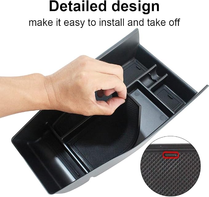 BestEvMod Lower Center Console Organizer Tray Storage Box Interior Accessories with Rubber Black Trim Compatible with Hyundai Ioniq 5 2022 2023 2024 Accessories NOT fit 2025
