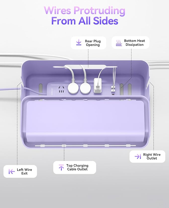 ORICO Cable Management Box, Cord Hider Box to Conceal Power Strips on Desk or Floor, Keeping Cords Tidy and Protected from Damage, Stylish Cable Organizers for Home, Office, School - PB03
