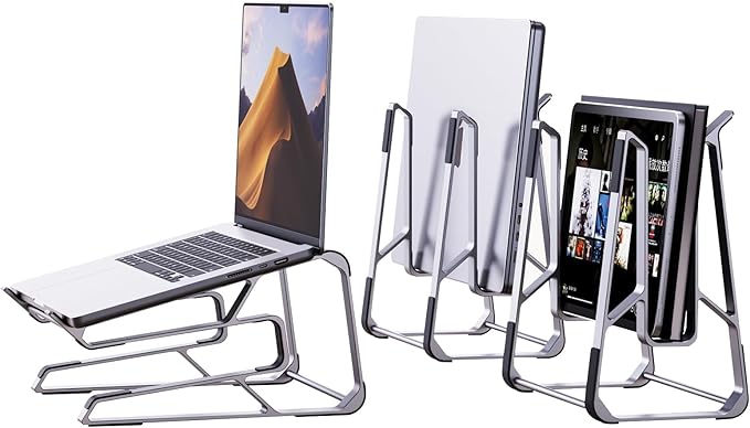 Aluminum Laptop Stand for Desk,Ergonomic Computer Riser,Detachable Portable Laptop Holder,Compatible for MacBook,Tablet and Laptops in 10"-15.6"(Silver)