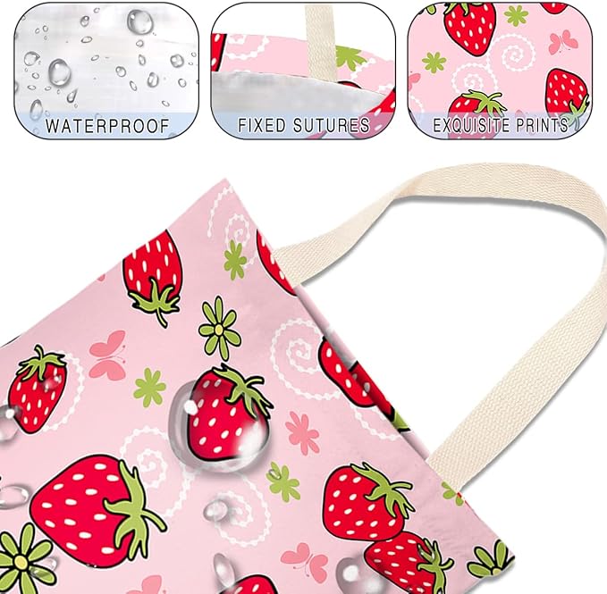 Car Trash Bag Hanging No Snap Small Garbage Bag for Car Back Seat Cute Printed One-handed Strap Trash Bags Car Accessories-Strawberry Car Trash Bags