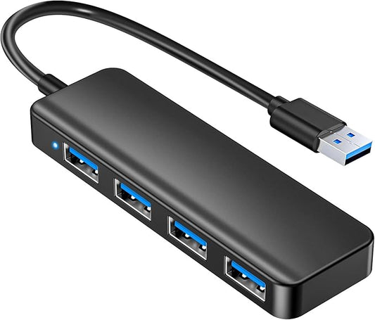 USB Hub 3.0, USB multiport Adapter,Port hub,USB Splitter for Laptop, PC, MacBook, Mac Pro, Mac mini, iMac, Surface Pro and More (Black-USB 3.0/0.3m)