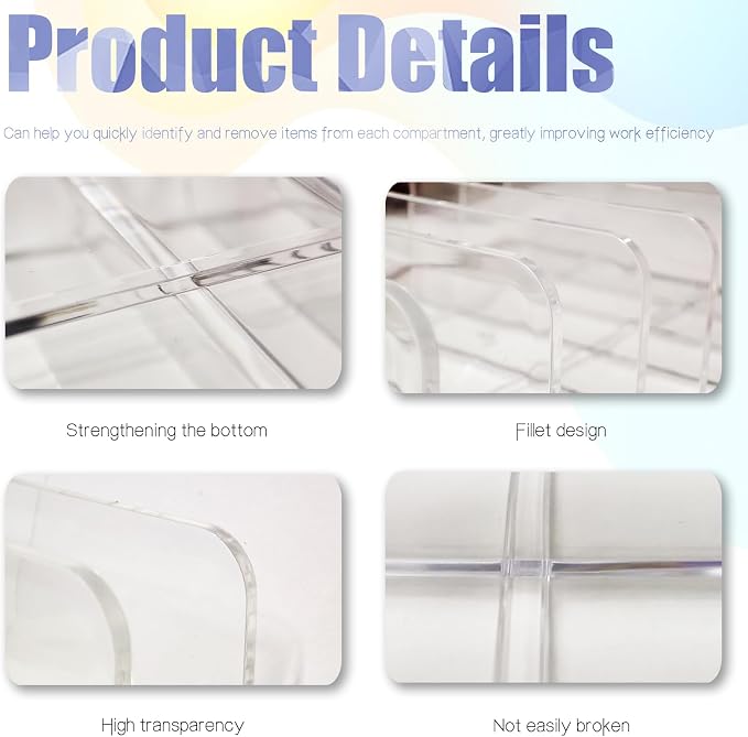 LUOKER Acrylic Mail Organizer - 2 Pcs CD Holder With 7 Compartments, 7 x 5 x 1.57 Transparent Countertop Envelope Organizer for Office, Home Desk(Transparent)