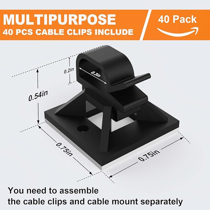 140 Pack 3/4" Zip Tie Adhesive Mounts Self Adhesive Cable Base Holders with Multi-Purpose Tie wire clips with screw hole,Anchor stick on wire holder,Black