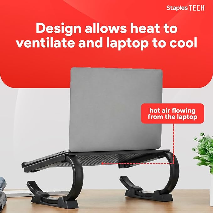 STAPLES Adjustable Steel Laptop Stand ??Ergonomic Curved Desktop Riser for Laptops & Notebooks