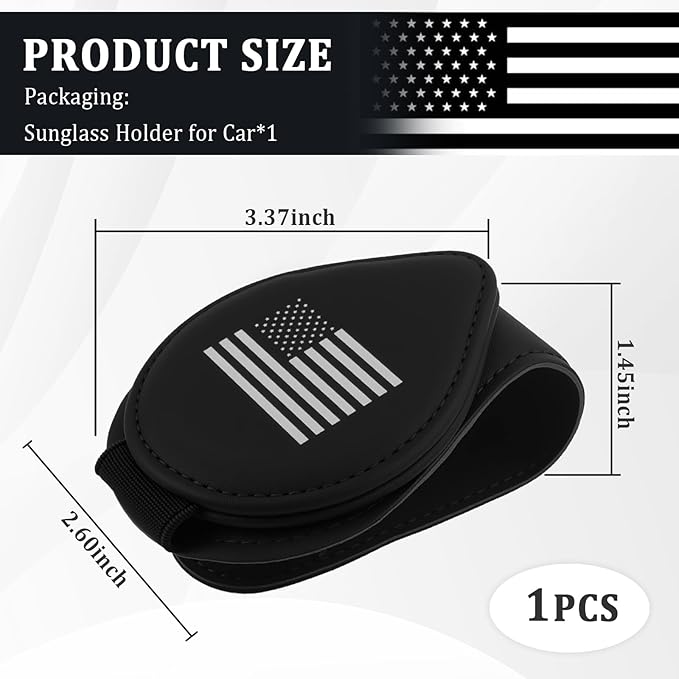 Sunglass Holder for Car with American Flag Pattern,Stylish Sunglasses Holder for Car Sun Visor with Magnetic Design for Storing Glasses or Cards,Leather Cars Sunglass Holders