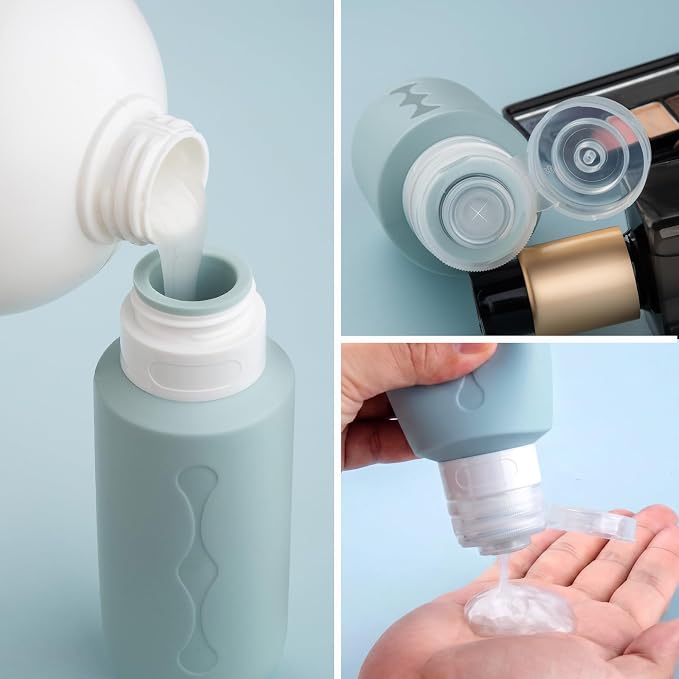 Gemice Travel Bottles for Toiletries, Tsa Approved Travel 6oz Size Containers with Clear Bag, BPA Free Leak Proof Travel Tubs Refillable Liquid Travel Accessories for Cometic Shampoo Lotion