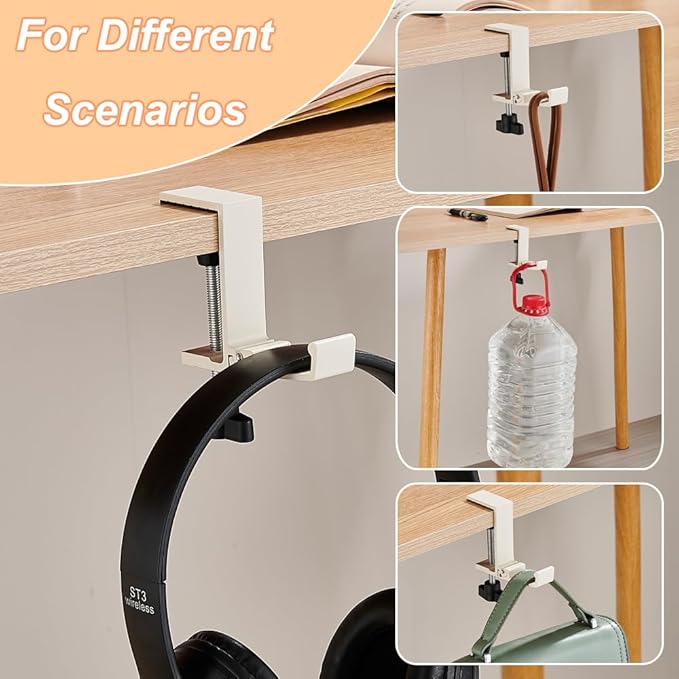Foldable Headphone Stand Hanger Holder Under Desk Aluminum Alloy Headset Stand Fit for Gaming PC Accessories Universal Space Save Mount Clamp Hook Suitable for Xbox/PS4 Controller Office Computer Desk