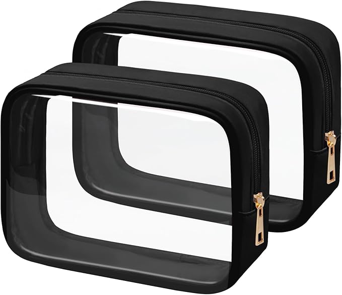 TSA Toiletry Bag Clear Makeup Bag Travel Essentials Cosmetic Bag for Men and Women Black 2Pcs