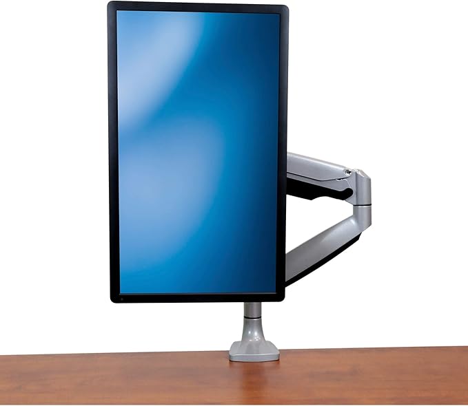 StarTech.com Desk Mount Monitor Arm - Full Motion Articulating - Monitors 12 to 34 Adjustable VESA Single Monitor Arm - Desk & Grommet Clamp -Silver (ARMPIVOTHD)