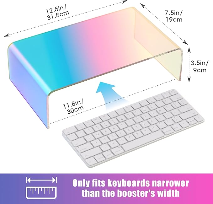 NiHome Iridescent Acrylic Computer Monitor Stand, Acrylic Laptop/PC/Desktop Stand Riser for Desk, Durable, Ergonomic Design, Space Saving for Home and Office