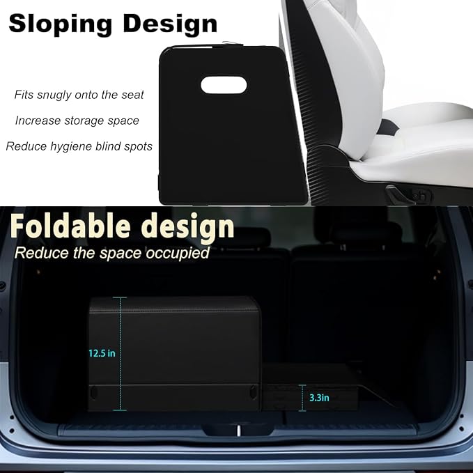 XDV Trunk Organizers, Car Organizers, Storage Solutions, and Car Storage Organizers for SUVs, Sedans, Back Seats, and Luxury Vehicles with Lid, Leather, Small, Large Car shoes box (Plain Black, M&L)
