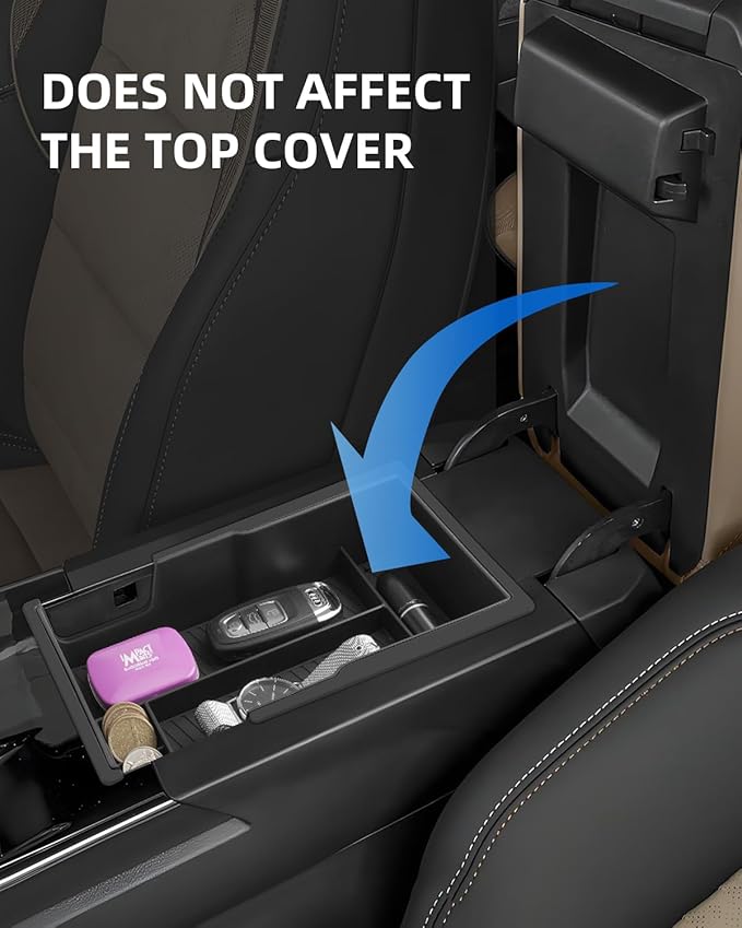 2PCS Center Console Organizer for 2026 2025 Chevy Equinox with Non-Slip Rubber Mat, Not fit for Equinox EV,2026 2025 Chevy Equinox Accessories, Black
