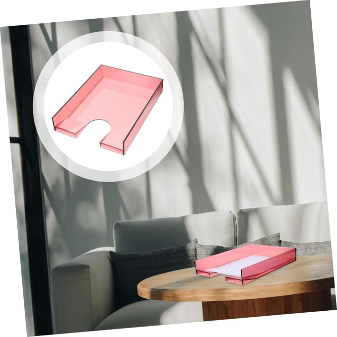 Stackable Document Organizer Box for A4 Paper, Plastic File Storage Container with Lid, Desktop File Organizer for Office and Home Use