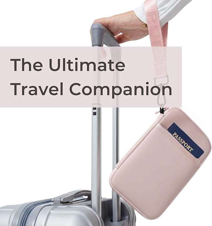 POPUPS Passport Travel Wallet for Women - Large Multiple Document Organizer and Holder with Wristlet (Pretty Pink)