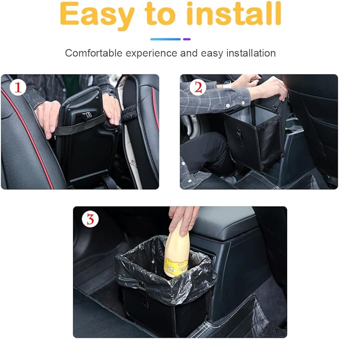 Osilly Foldable Car Trash Bin, Oxford Cloth Hanging Garbage Bag Organizer, 1.85 Gallon Capacity, Leak-Proof Waterproof Auto Storage Container, Interior Accessories