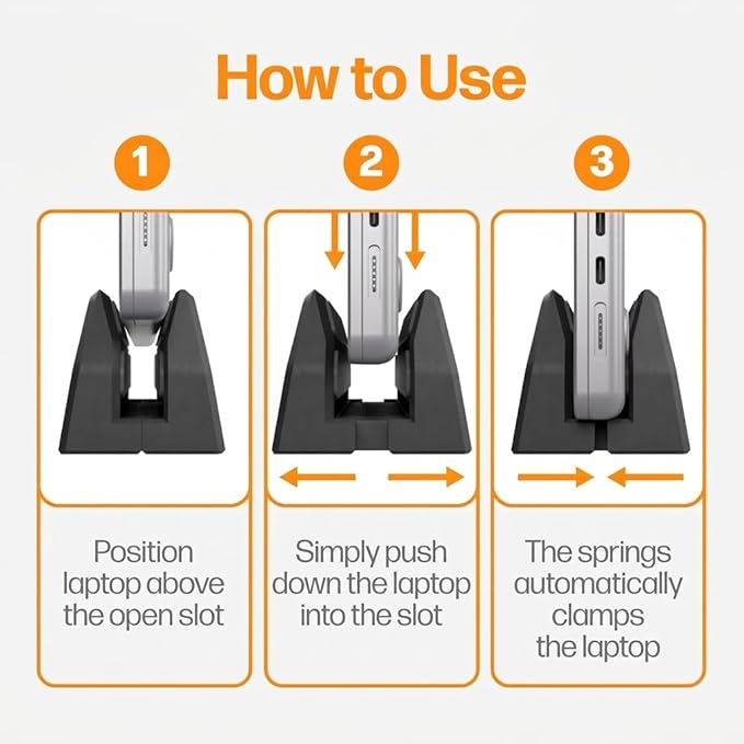 Vertical Laptop Stand for Desk ??Spring-Powered Auto Adjust Laptop Holder Vertical ??Closed Laptop Stand for MacBook Pro Air ??Vertical Laptop Dock & MacBook Holder