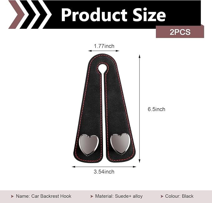 2 PCS Car Seat Backpack Hooks, Alloy High Load-bearing Seat Headrest Double Hooks, 2-in-1 Multifunctional Storage Hangers Phone Holder, Universal for Most Cars (Black)